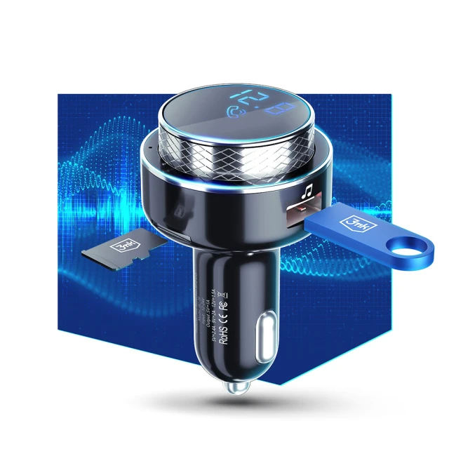 Автомобільний зарядний пристрій 3mk Universal Hyper Car FM Transmitter 20W USB-A/MicroSD Black (5903108464581)