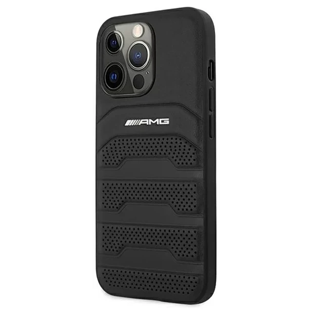 Чехол Mercedes для iPhone 14 Pro Max Leather Debossed Lines Black (AMHCP14XGSEBK)