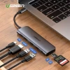 USB-хаб Ugreen CM195 6-in-1 USB-C to 2xUSB-A/HDMI/USB-C/SD/microSD 100W Grey (70411)