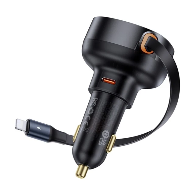 Автомобільний зарядний пристрій Baseus Enjoyment Pro USB-C with Lightning Cable 60W Black (C00057803111-00)
