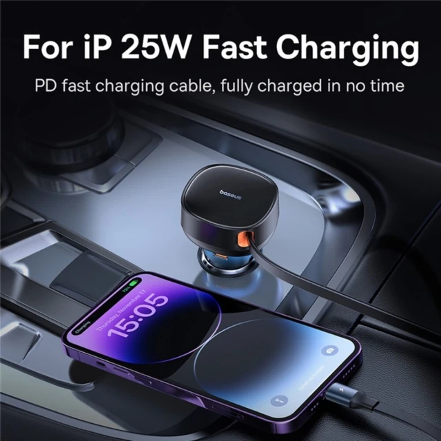 Автомобільний зарядний пристрій Baseus Enjoyment Pro USB-C with Lightning Cable 60W Black (C00057803111-00)