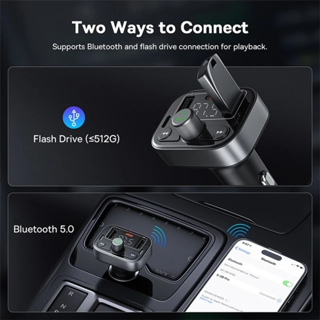 Автомобильное зарядное устройство Baseus FM Transmiter S-09 Pro Black (C10762200113-00)