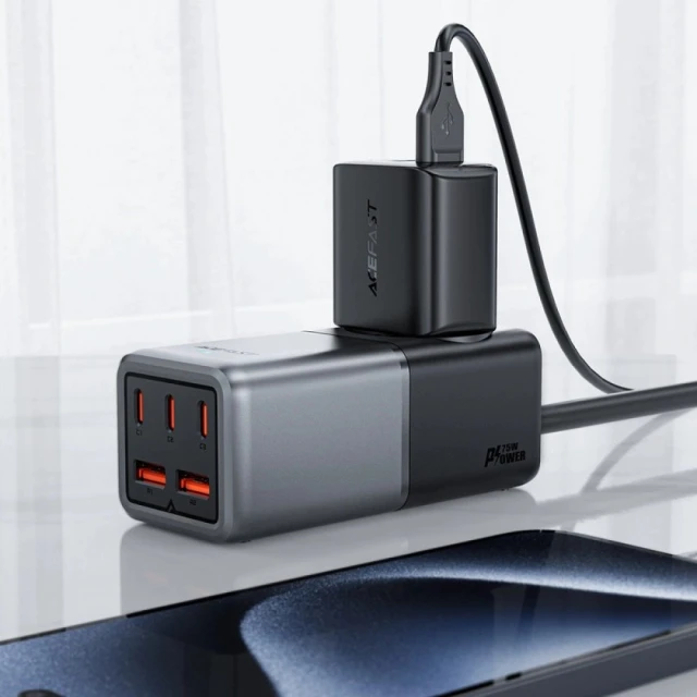Сетевой удлинитель Acefast Z2 GaN 3x USB-C | 2x USB-A PD 75W Black (Z2)