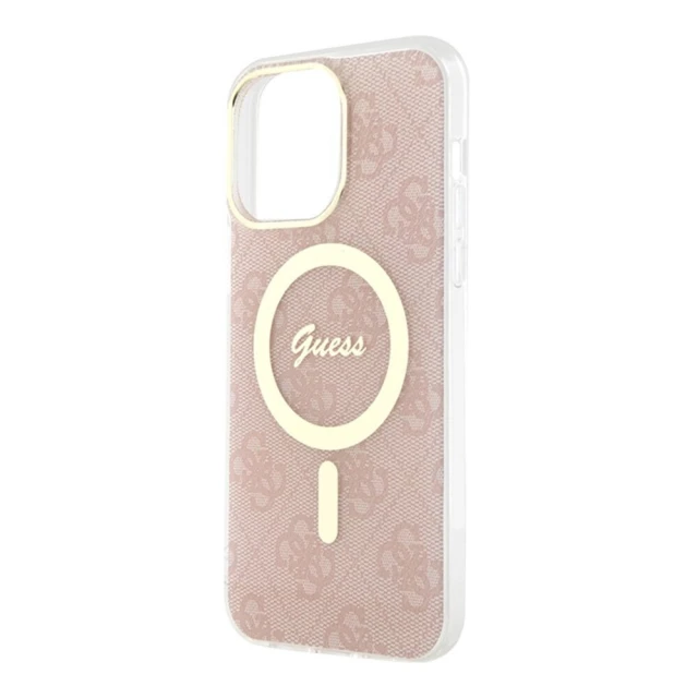 Чохол Guess IML 4G для iPhone 15 Pro Pink with MagSafe (GUHMP15LH4STP)