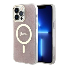 Чохол Guess IML 4G для iPhone 15 Pro Pink with MagSafe (GUHMP15LH4STP)