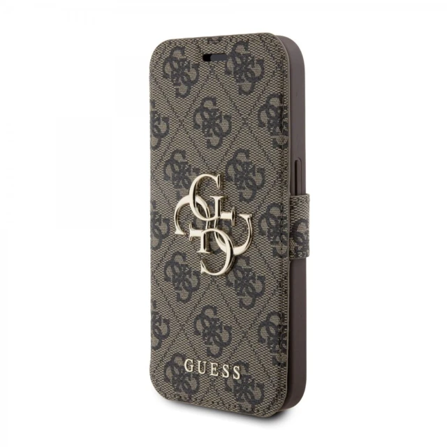 Чохол-книжка Guess 4G Metal Logo для iPhone 15 Pro Brown (GUBKP15L4GMGBR)