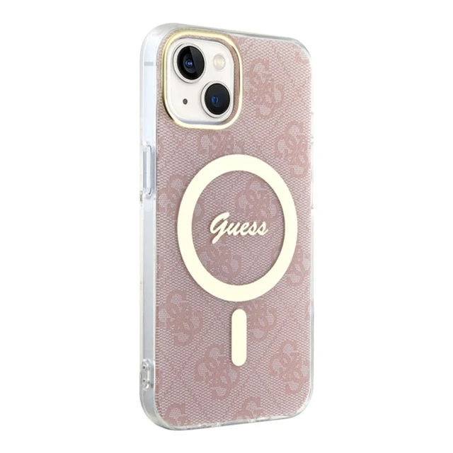 Чохол Guess IML 4G для iPhone 15 | 14 | 13 Pink with MagSafe (GUHMP15SH4STP)