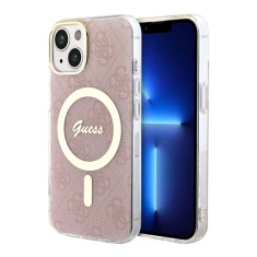 Чохол Guess IML 4G для iPhone 15 | 14 | 13 Pink with MagSafe (GUHMP15SH4STP)
