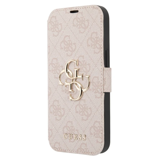Чохол-книжка Guess 4G Metal Logo для iPhone 15 | 14 | 13 Pink (GUBKP15S4GMGPI)