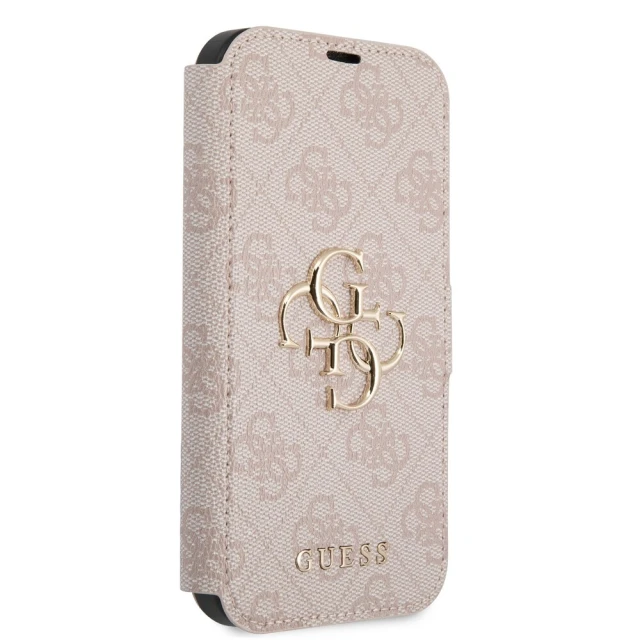 Чохол-книжка Guess 4G Metal Logo для iPhone 15 | 14 | 13 Pink (GUBKP15S4GMGPI)