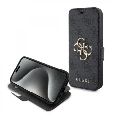 Чохол-книжка Guess 4G Metal Logo для iPhone 15 Pro Grey (GUBKP15L4GMGGR)