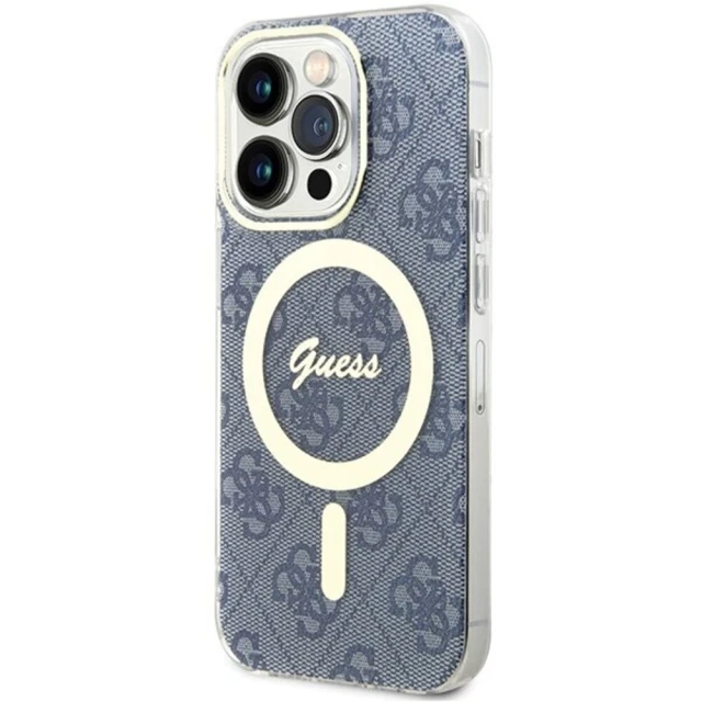 Чехол Guess IML 4G для iPhone 15 Pro Blue with MagSafe (GUHMP15LH4STB)