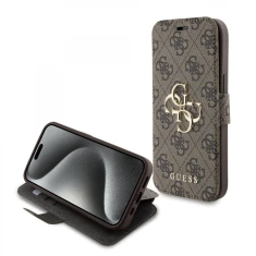 Чохол-книжка Guess 4G Metal Logo для iPhone 15 | 14 | 13 Brown (GUBKP15S4GMGBR)