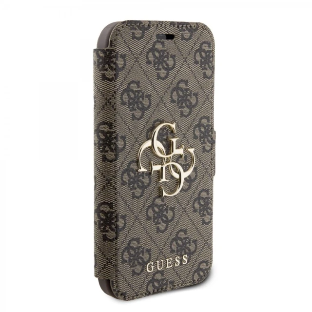 Чохол-книжка Guess 4G Metal Logo для iPhone 15 | 14 | 13 Brown (GUBKP15S4GMGBR)