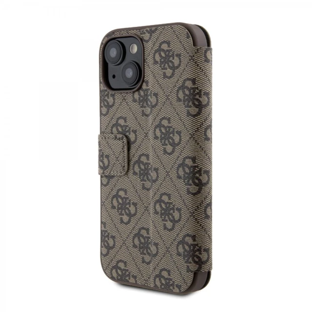 Чохол-книжка Guess 4G Metal Logo для iPhone 15 | 14 | 13 Brown (GUBKP15S4GMGBR)