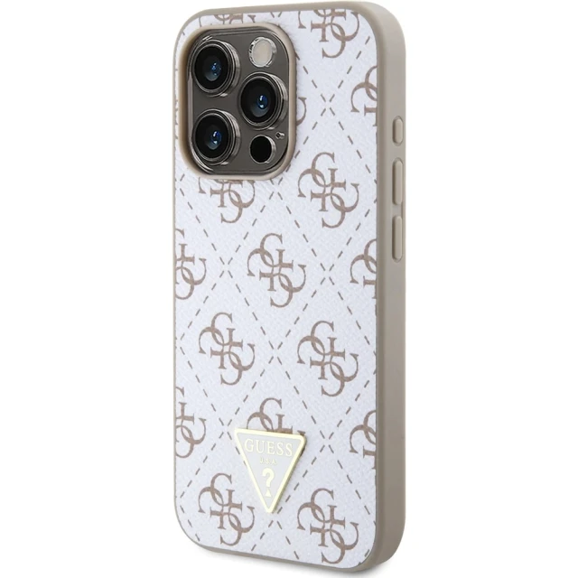 Чохол Guess 4G Triangle Metal Logo для iPhone 15 Pro White (GUHCP15LPG4GPH)