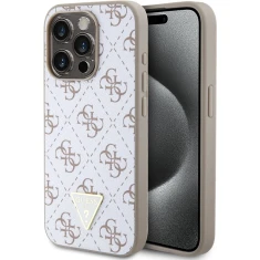 Чохол Guess 4G Triangle Metal Logo для iPhone 15 Pro White (GUHCP15LPG4GPH)