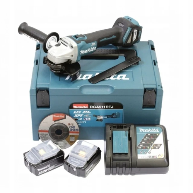 Шліфмашина кутова Makita 125 мм 18V 2x5Ah BRUSHLESS регульована (DGA511RTJ)