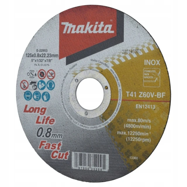 Диск абразивний по металу Makita 125x0,8 мм INOX (E-22953)
