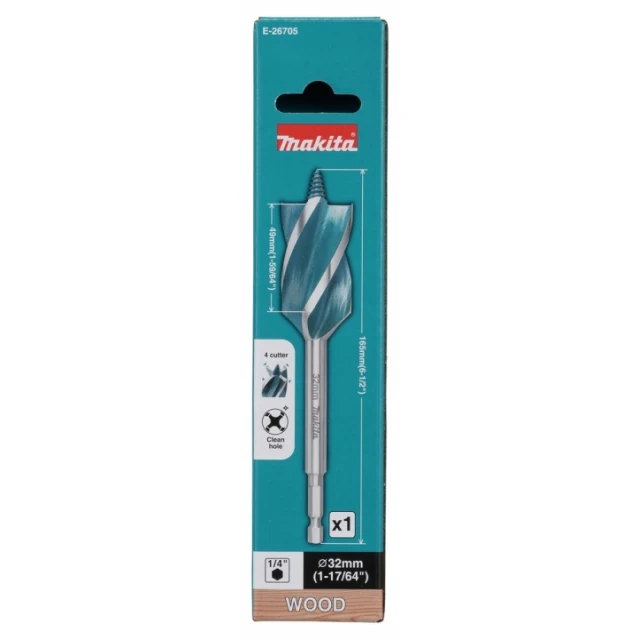 Сверло Makita 32x165 мм 4-ост 4-край (E-26705)