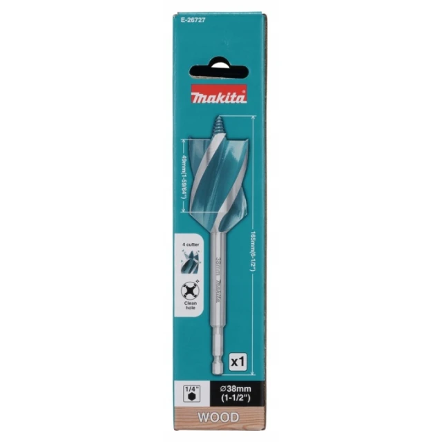 Свердло Makita 38x165 мм 4-ост 4-край (E-26727)
