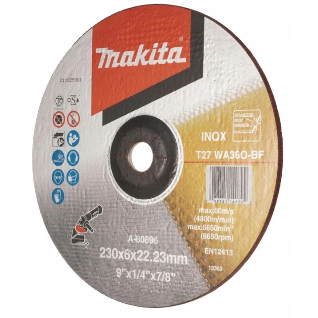 Диск шліфувальний по металу Makita 230x6 A24R INOX (A-80896)