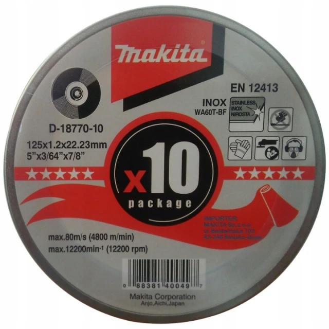 Диск для металу Makita 125x1,2 INOX 10 шт (D-18770-10)