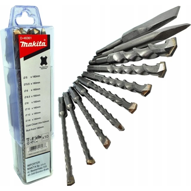 Набор Сверла и зубила SDS+ Makita 10 шт (D-46361)