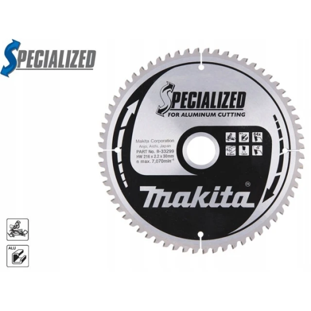 Диск пиляльний Makita 216x64z x30 з ТПК для алюмінію (B-33299)