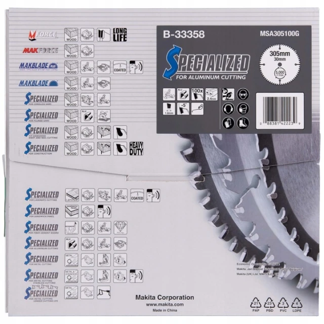 Пила дискова Makita 305x100z x30 з видіям для алюмінію (B-33358)