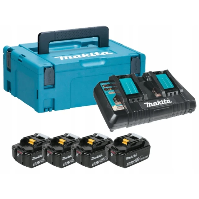 Зарядний пристрій Makita DC18RD + 4 акумулятори 5,0 Ah BL1850B MAKPAC 3 (088381463164)