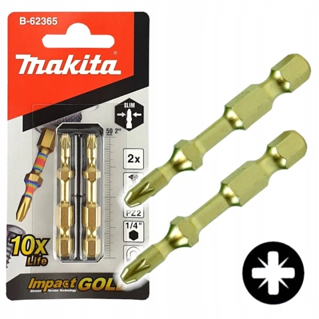 Бита Makita PZ2 x 50 мм Impact Gold (B-62365)