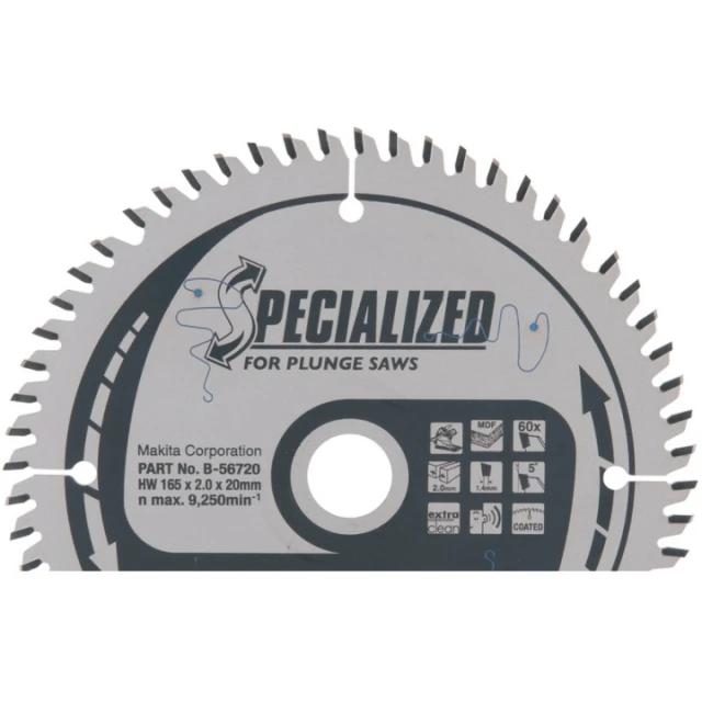 Диск пиляючий Makita 165x60z x20 з видіями SPECIALIZED (B-56720)