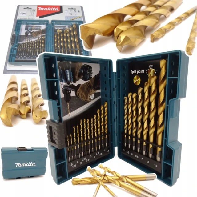 Набір свердел по металу Makita 1-10 мм 19 шт HSS-TIN (B-67795)