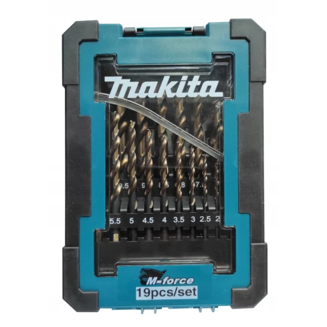 Набір свердел по металу Makita 1-10 мм 19 шт HSS-FORCE (D-67583)