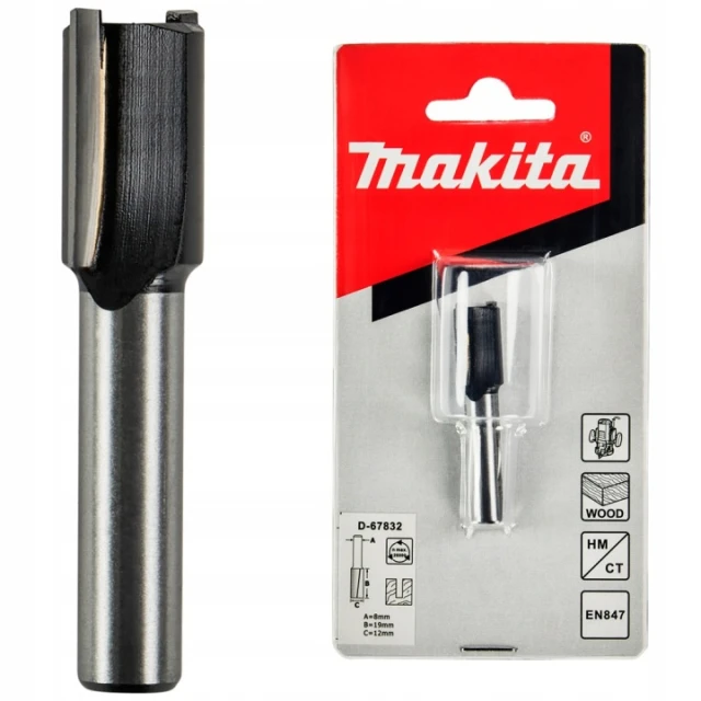Фреза прямолінійна Makita 8 мм 12x19 мм 2 різця (D-67832)