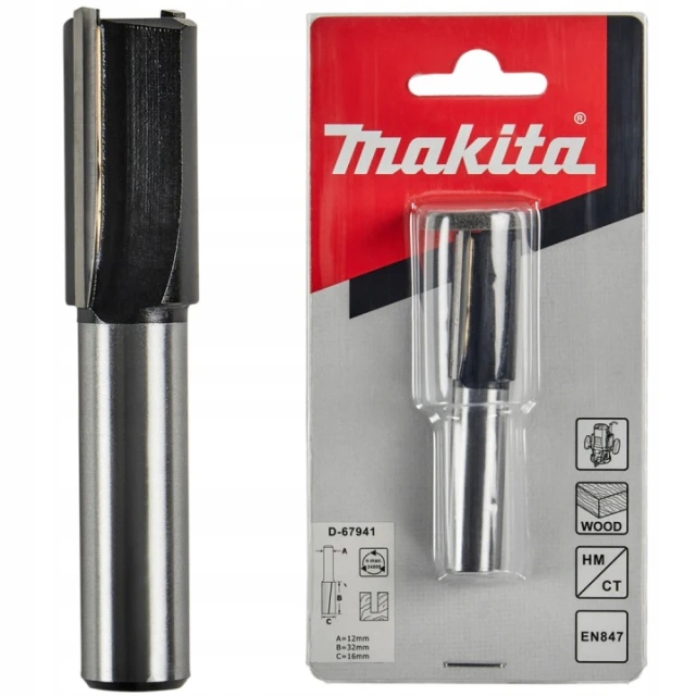 Фреза прямая Makita 12 мм 16x32 мм (2 режущих ребра) (D-67941)