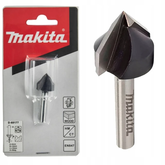 Фреза для пазів V-подібна Makita 6 мм 19x47,9 мм 90° (D-68177)