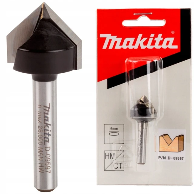 Фреза для пазів V-подібна Makita 6 мм 19x47,9 мм 90° (D-68177)