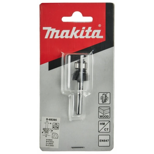 Фреза кромкова Makita 6 мм 19x53,4 мм з підшипником (D-68395)