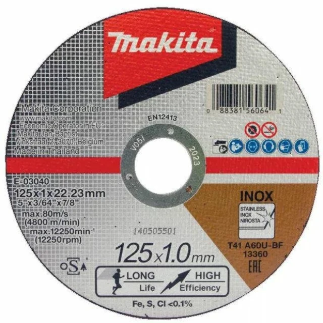 Диск для металу Makita 125x1,0 INOX LONG LIFE (E-03040)