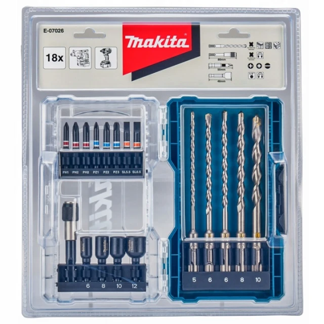 Набір біт і свердел Makita 18 шт (E-07026)