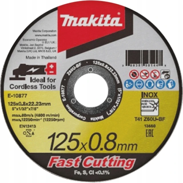 Диск абразивний по металу Makita 125x0,8 мм INOX шт (E-10877)
