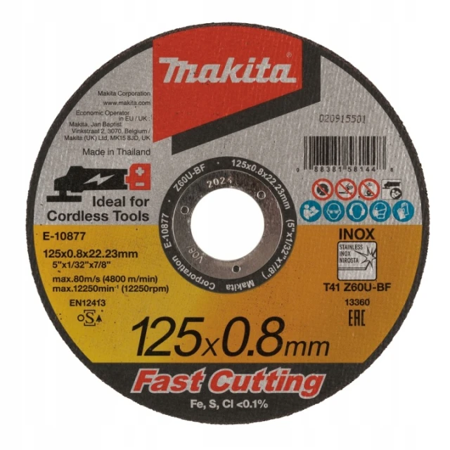 Диск абразивний по металу Makita 125x0,8 мм INOX комплект 25 шт (E-10877-25)