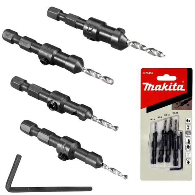 Набір свердел-зенківок Makita 2,4, 2,8, 3,2, 3,6 мм (D-73455)