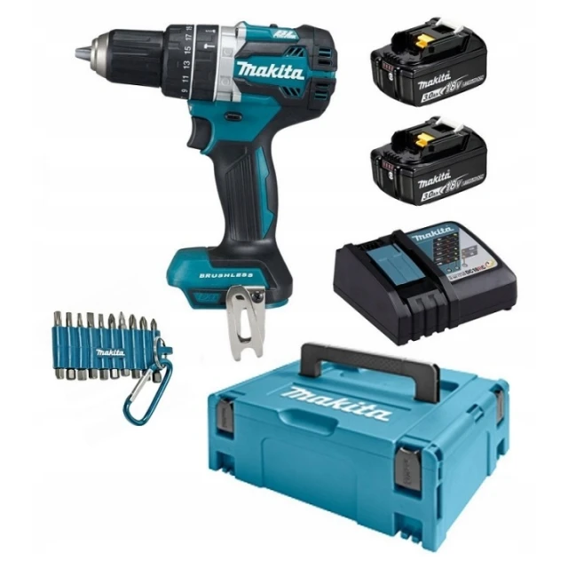 Шуруповерт Makita DHP484RFJ 18V ударний 54Nm 2x3Ah (088381826143)