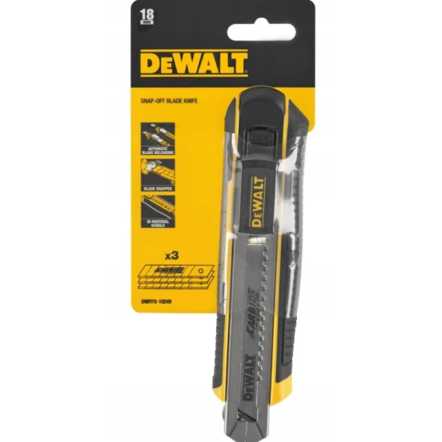 Ніж з ламаним лезом DeWALT 18 мм, магазинний (DWHT0-10249)