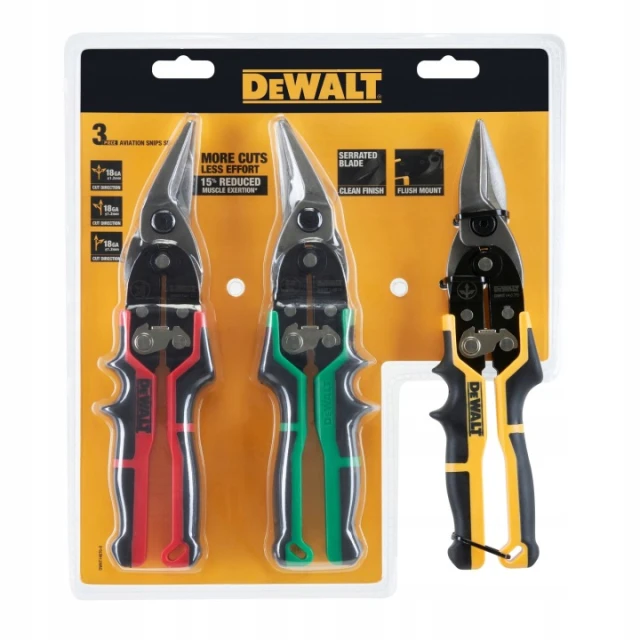 Ножиці для бляхи набір DeWALT 3 шт (3253560146764)