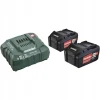Зарядное устройство для аккумуляторов слайдовые Metabo ASC55+ 2 аккумулятора 4Ah (685050000)