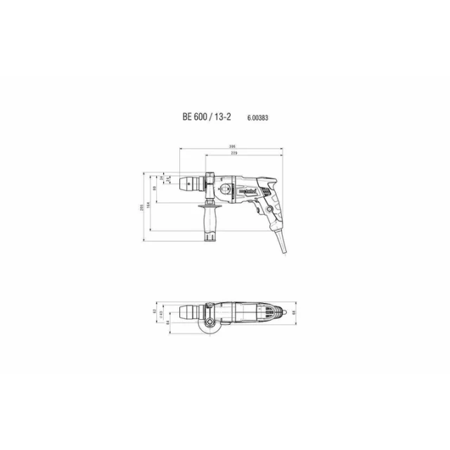 Свердло Metabo 600 Вт без удару (600383000)